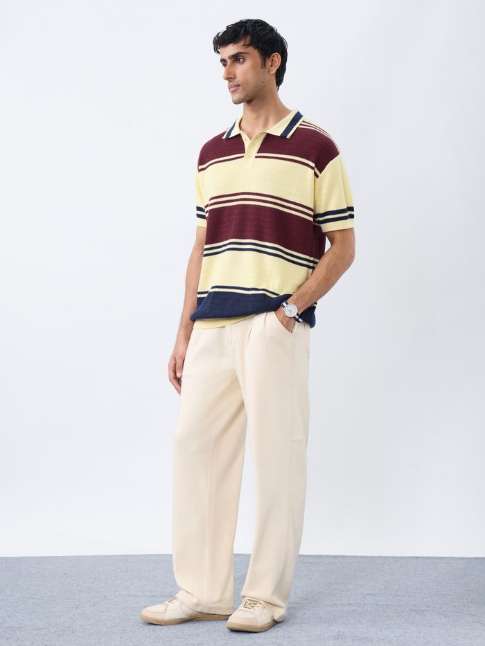 Textured Flat Knit Classic Polo