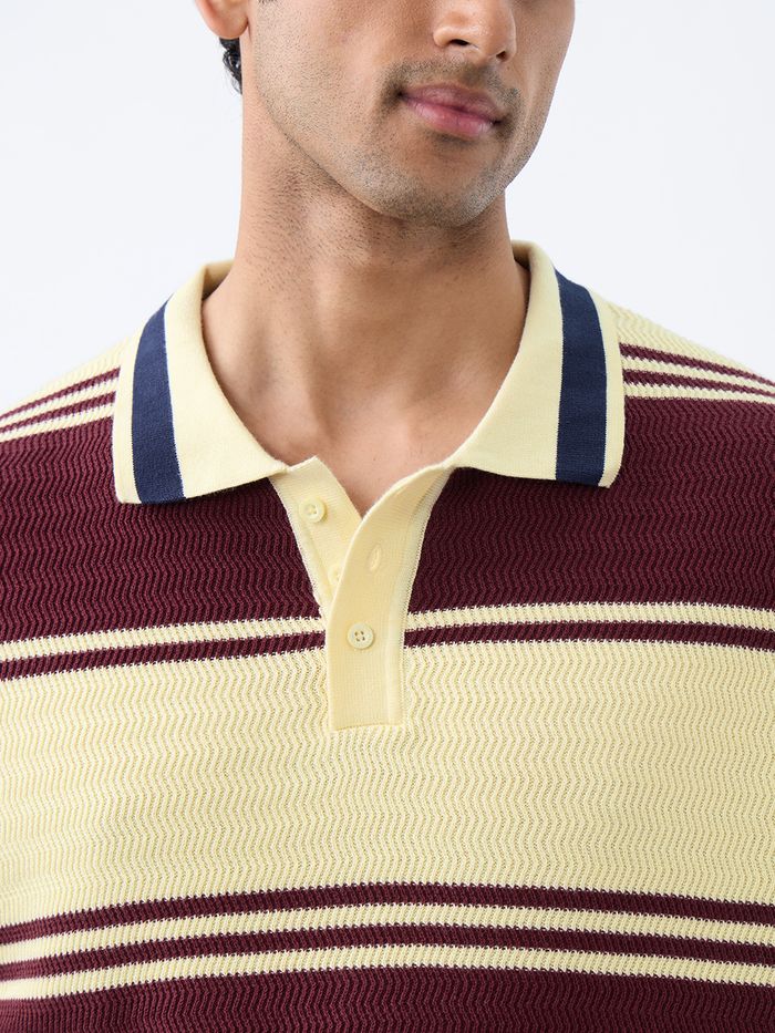 Textured Flat Knit Classic Polo