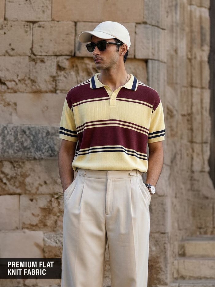 Textured Flat Knit Classic Polo